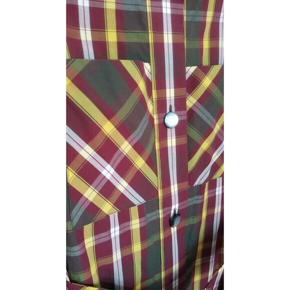 TRA MAD RKE Plaid L/S Cotton Belted Dress Pockets Buttons Vintage FINAL - Picture 10 of 16